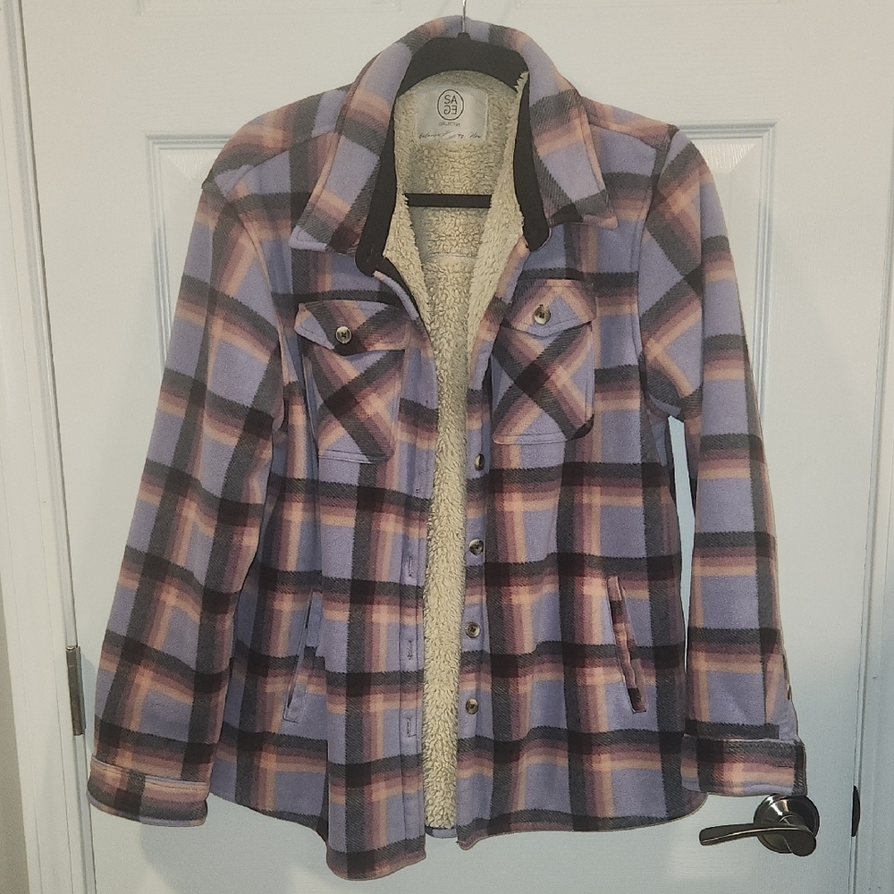 Women's Lavender Plaid Sherpa-Lined Super Soft Jacket